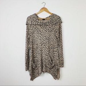 BLUE Saks Fifth Avenue Tunic Hoodie Top Blouse Oversized Shirt Womens Small